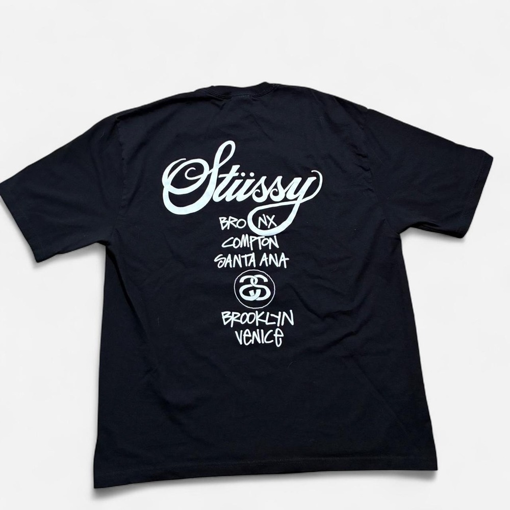 Black Stüssy world tour T-shirt Streetwear - Picture 2 of 6
